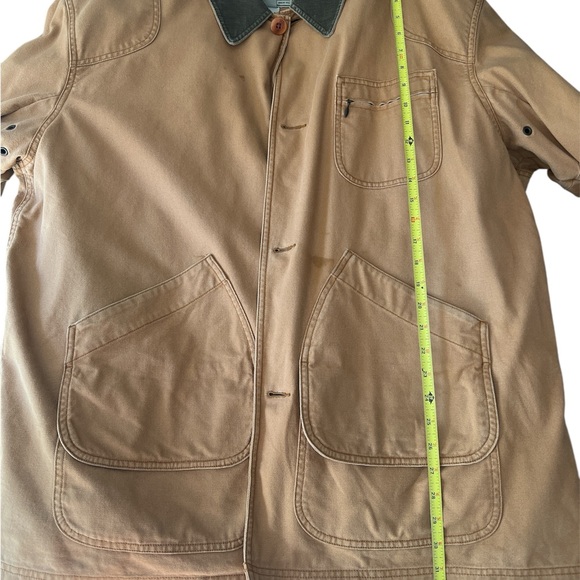 L.L. Bean Tan Field Jacket with Green Corduroy Collar Size XXL - Picture 10 of 11